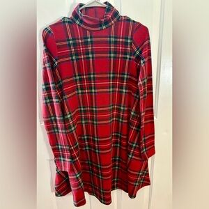 Posh Peanut Maternity Red Plaid Long Sleeve Sweater Holiday Dress